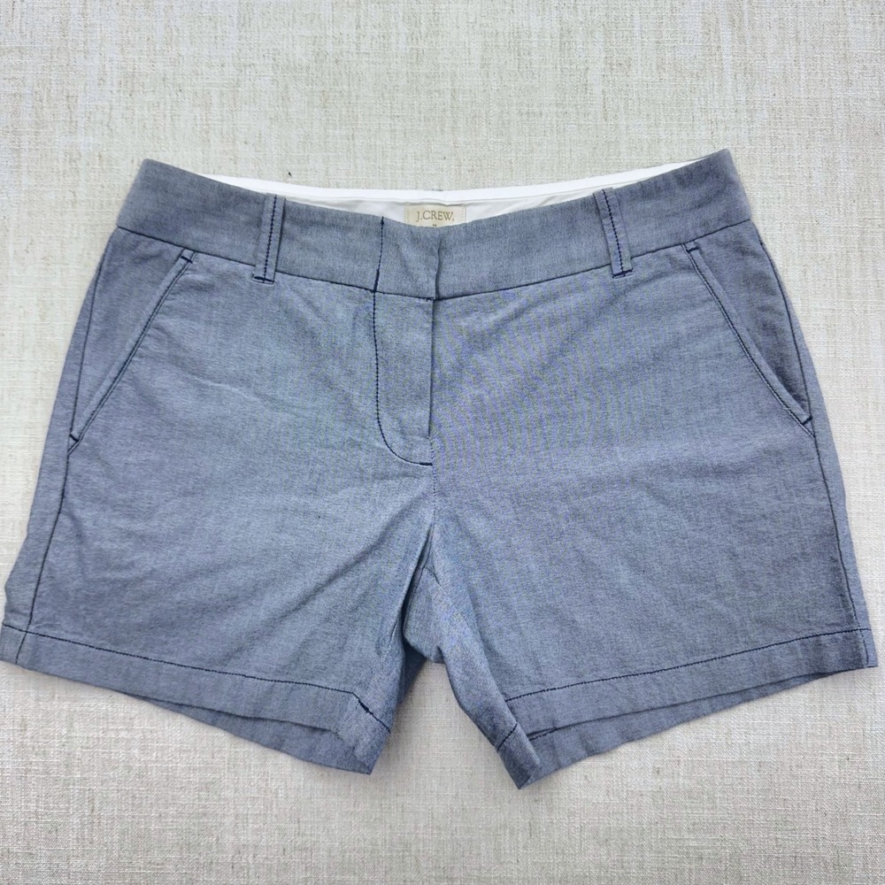 J.Crew Womens 3 Inch Chino Shorts Blue Micro Texture Cotton Style A1544‎ Size 4